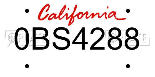 0BS4288 California License Plate