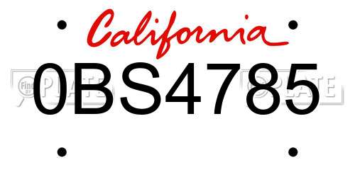0BS4785 California License Plate