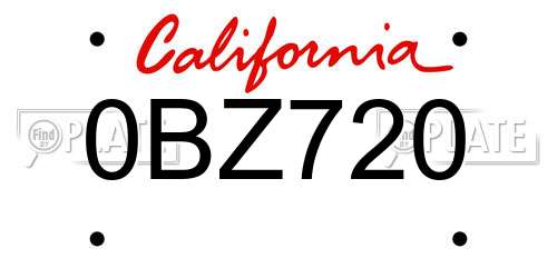 0BZ720 California License Plate