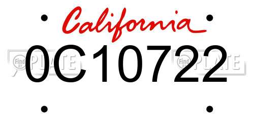 0C10722 California License Plate