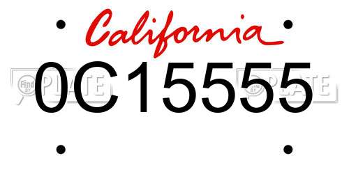 0C15555 California License Plate