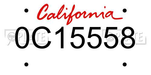 0C15558 California License Plate
