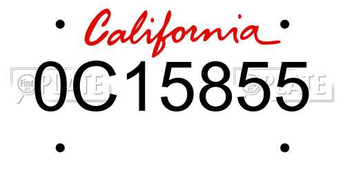 0C15855 California License Plate