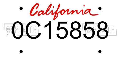0C15858 California License Plate