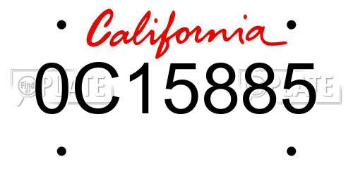 0C15885 California License Plate