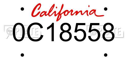 0C18558 California License Plate