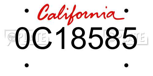 0C18585 California License Plate