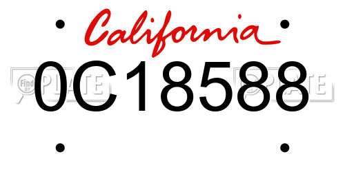 0C18588 California License Plate