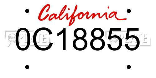0C18855 California License Plate