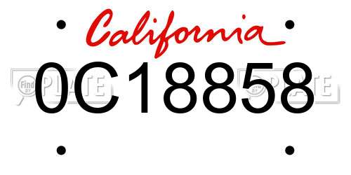 0C18858 California License Plate