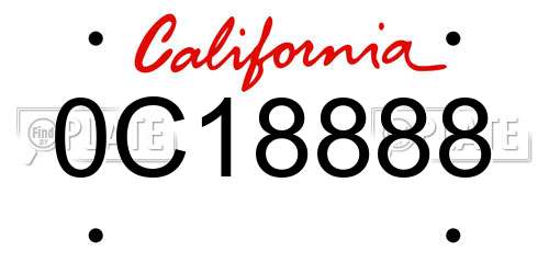0C18888 California License Plate