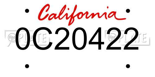 0C20422 California License Plate