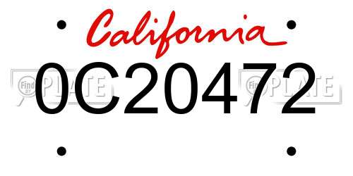 0C20472 California License Plate