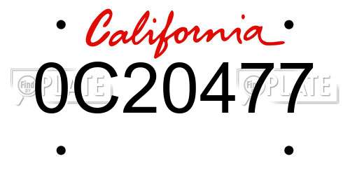 0C20477 California License Plate