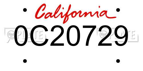 0C20729 California License Plate