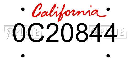 0C20844 California License Plate