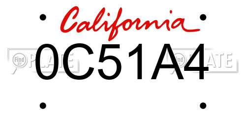 0C51A4 California License Plate