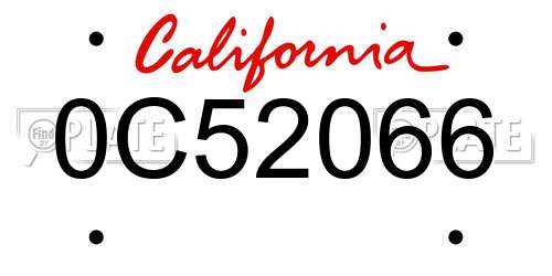 0C52066 California License Plate