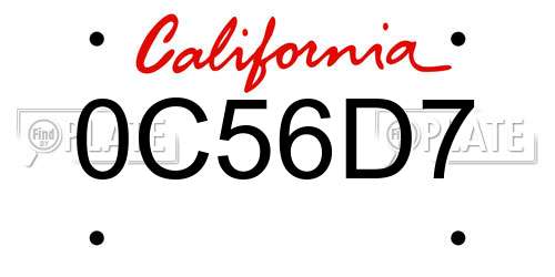 0C56D7 California License Plate