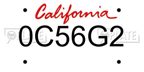 0C56G2 California License Plate