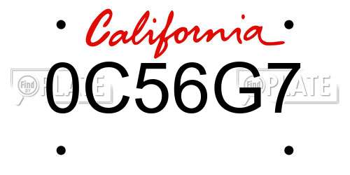 0C56G7 California License Plate