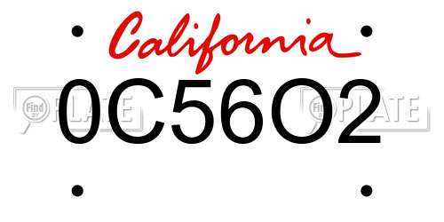 0C56O2 California License Plate