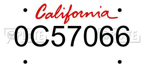 0C57066 California License Plate