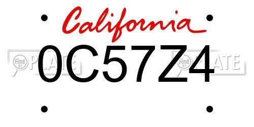 0C57Z4 California License Plate