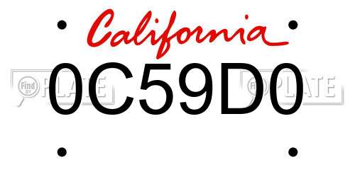 0C59D0 California License Plate