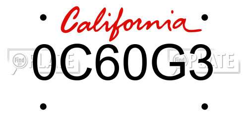 0C60G3 California License Plate