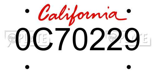 0C70229 California License Plate