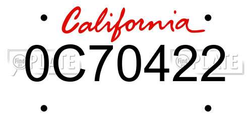 0C70422 California License Plate