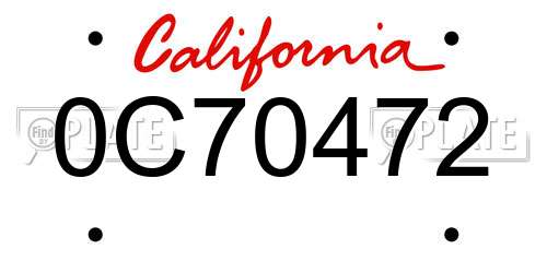 0C70472 California License Plate