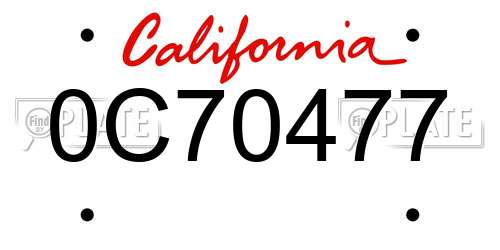 0C70477 California License Plate