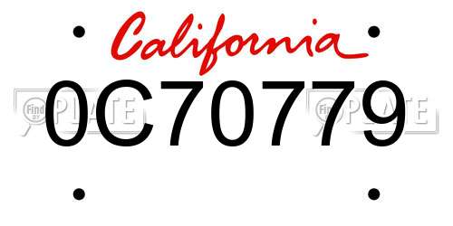 0C70779 California License Plate