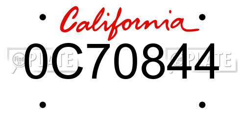 0C70844 California License Plate