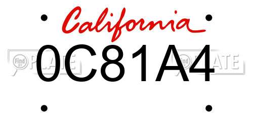 0C81A4 California License Plate