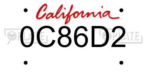 0C86D2 California License Plate