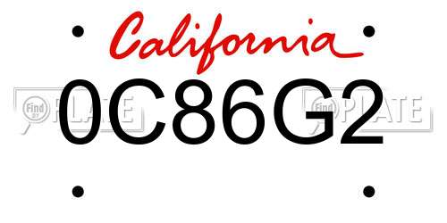 0C86G2 California License Plate