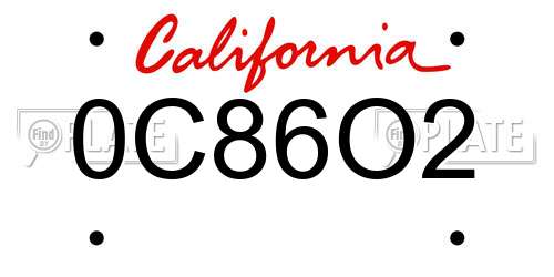 0C86O2 California License Plate