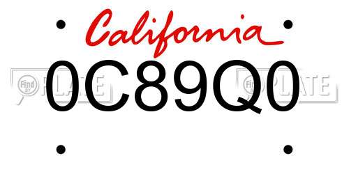 0C89Q0 California License Plate