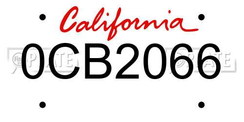 0CB2066 California License Plate
