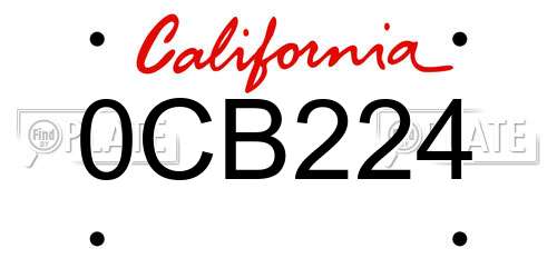 0CB224 California License Plate