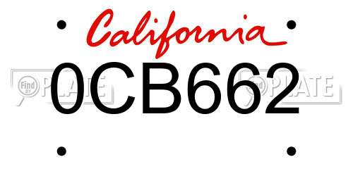 0CB662 California License Plate