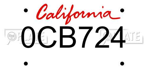 0CB724 California License Plate