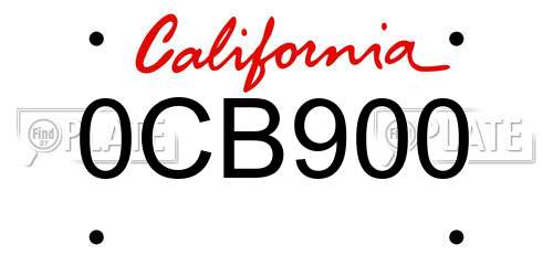 0CB900 California License Plate