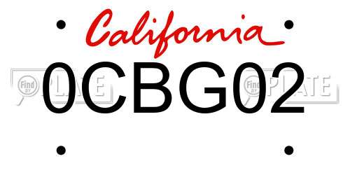 0CBG02 California License Plate