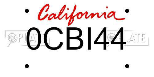 0CBI44 California License Plate