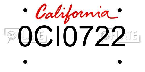 0CI0722 California License Plate