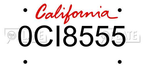 0CI8555 California License Plate